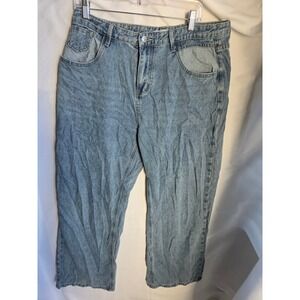 HDLTE Jeans Men  Blue Light Wash Relaxed Mid Rise Straight Leg